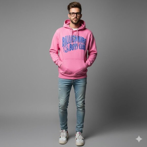 Billionaire Boys Club Pink Cotton Blend Hoodie Pullover Sweatshirt Men's XL - Picture 4 of 11